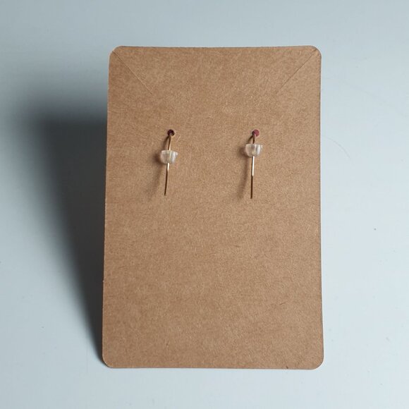 Handmade Gold Tone Bamboo Hoop Dangle Earrings Hooks for Women Boho Jewelry Gift - Picture 2 of 3